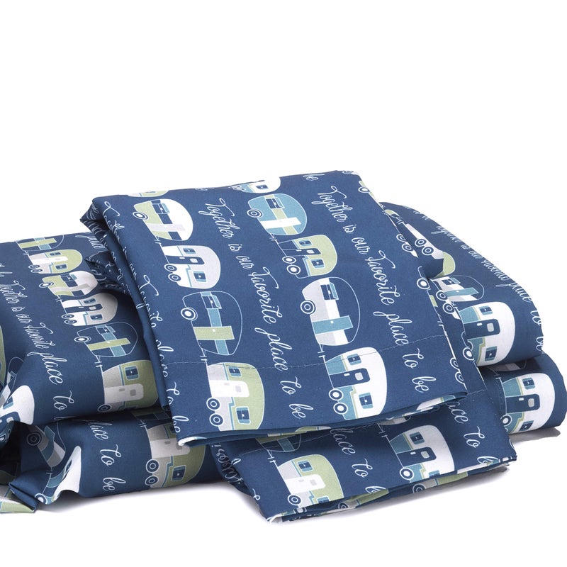 The Lakeside Collection Our Favorite Place is Together Bedding Sheet Set with Pillowcases - Full Blue/Gray - Image 1